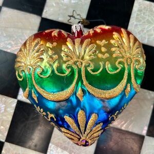 Christopher Radko Rainbow Heart Ornament with Gold Details